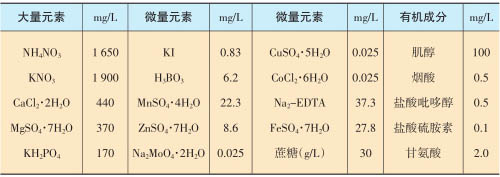 MS固體培養基成分配方